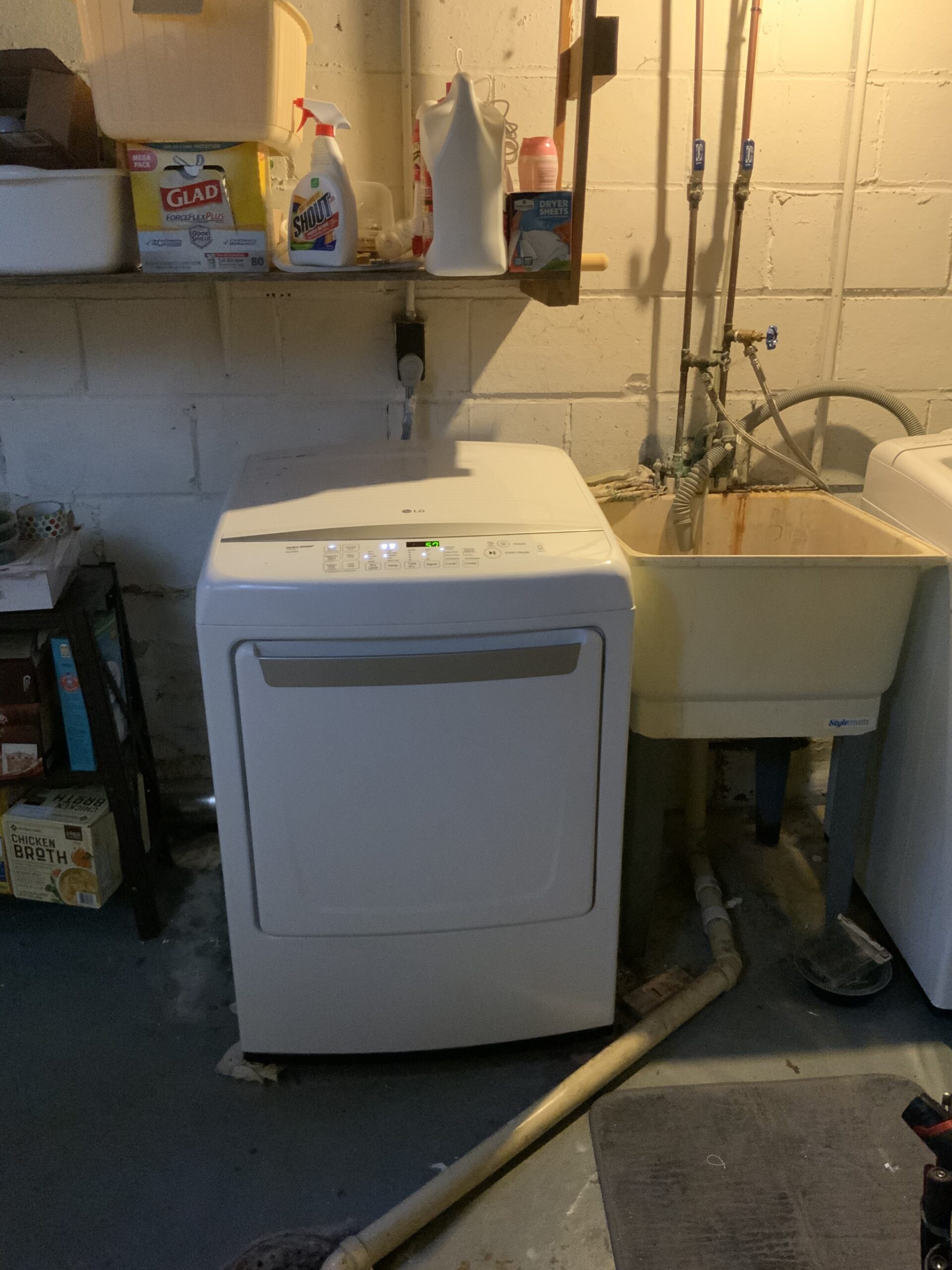LG DLE1501W dryer with drum replacement completed in North Canton, Ohio.