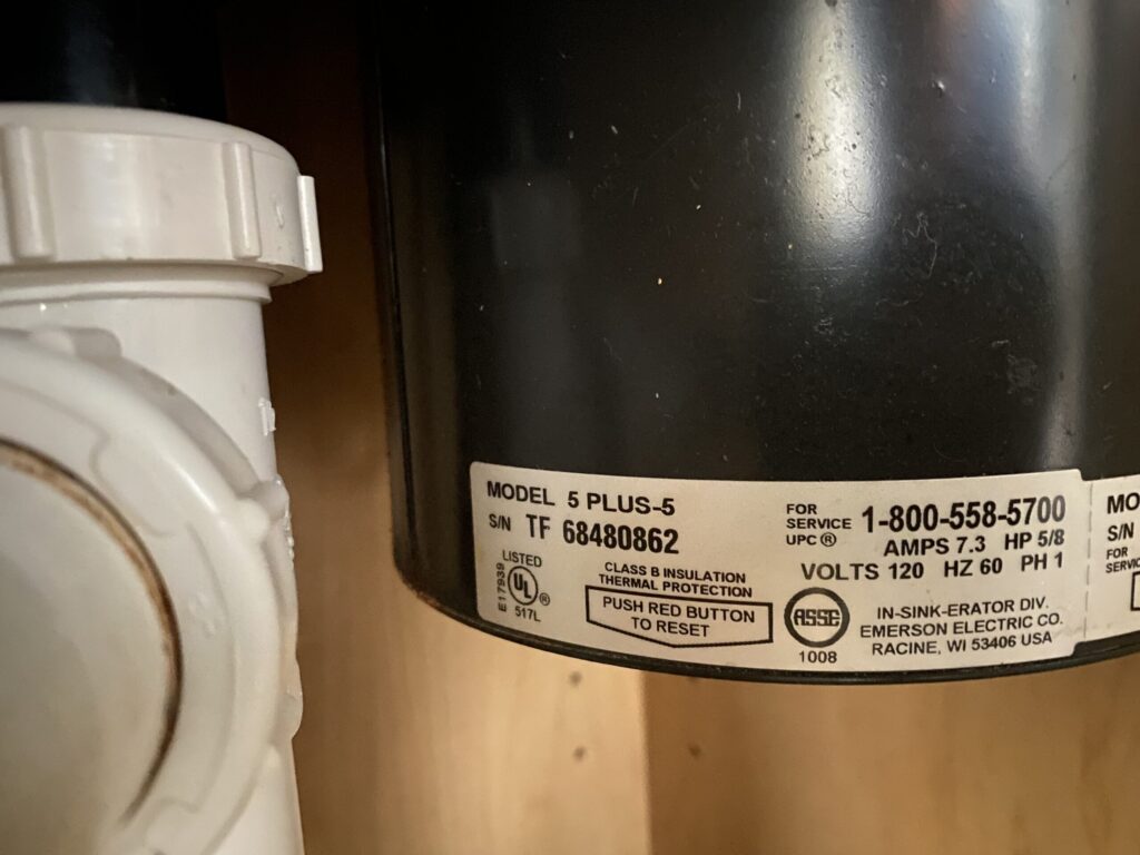 Insinkerator disposal (BADGER 5 PLUS 5 PLUS-5) — Alliance, OH