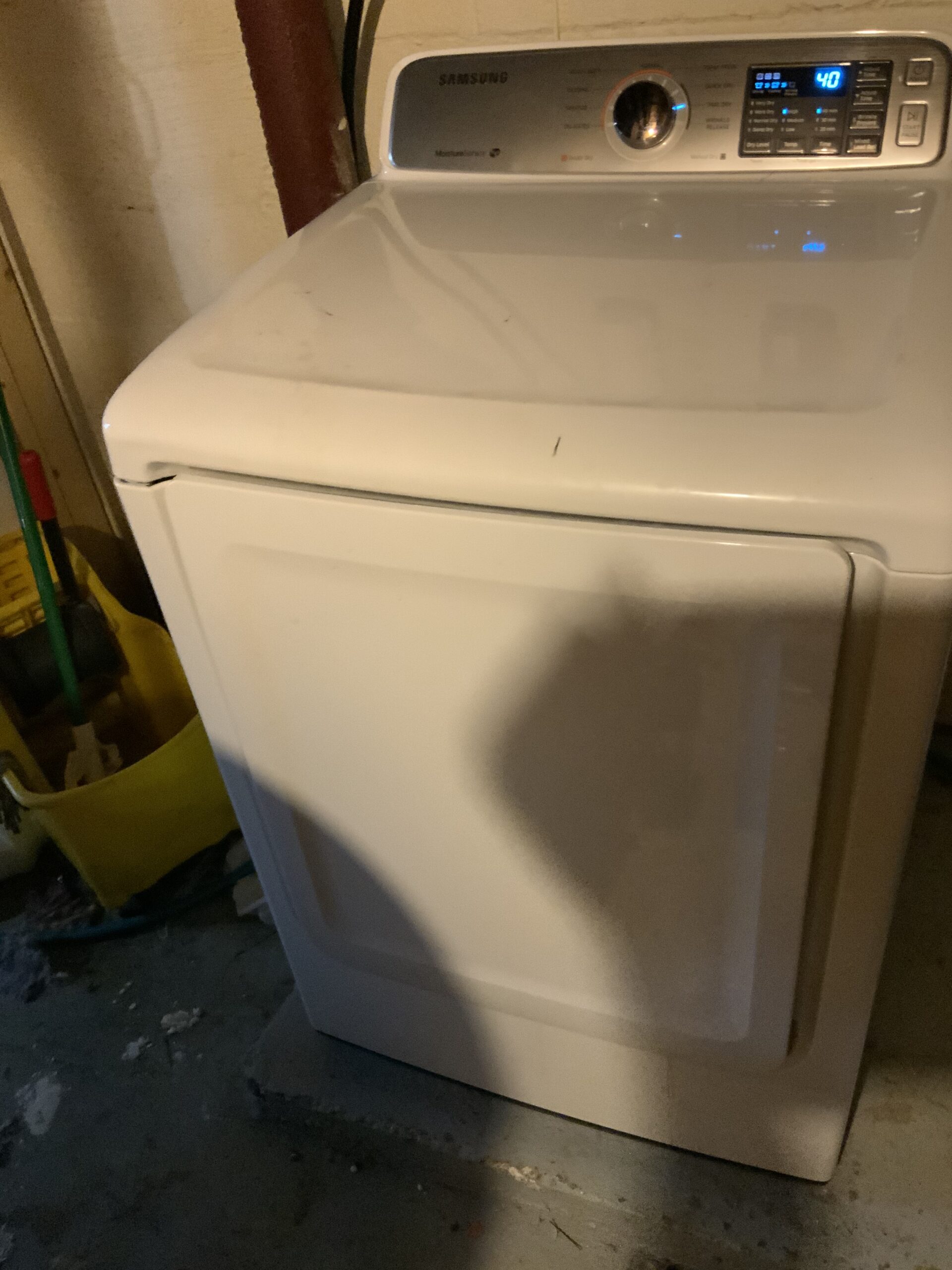 Samsung DV45H700EWX/A2 dryer with idler pulley repair by technician Samuel Willhite.