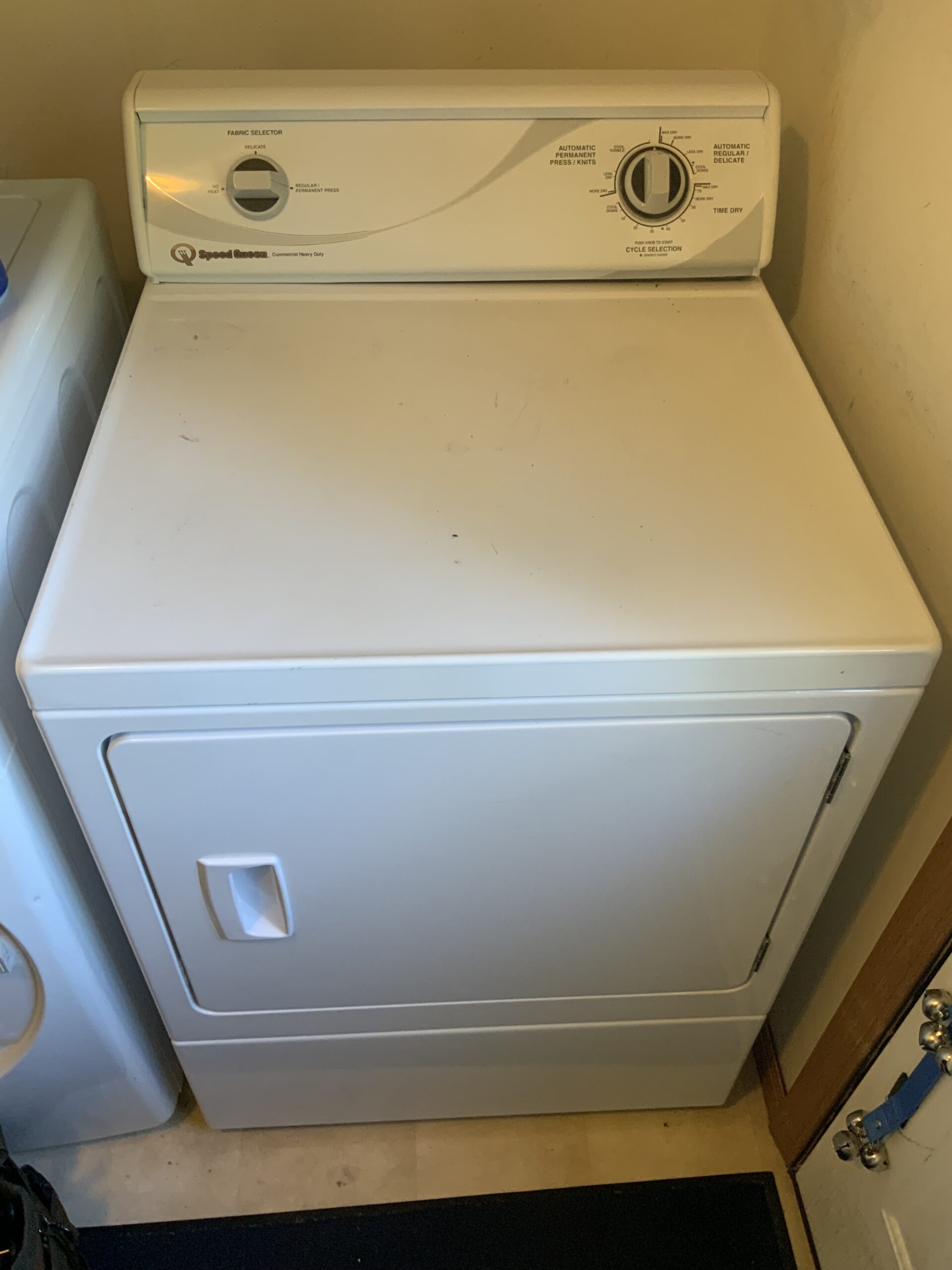 Commercial Speed Queen Dryer with timer replacement for heating issue in Malvern, Ohio.