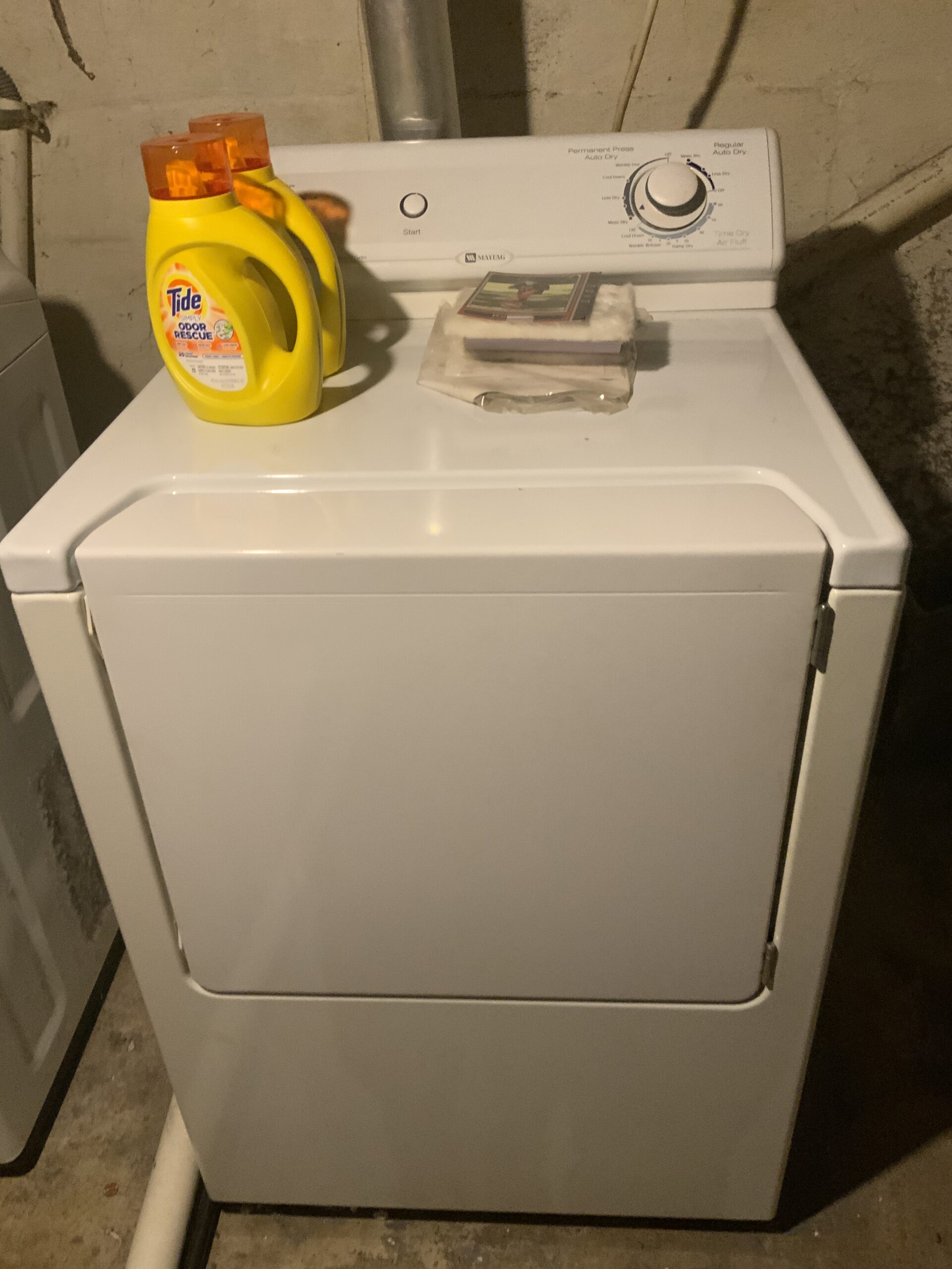 Maytag Dryer MDE2600AYW with a new belt tensioner installed by technician.
