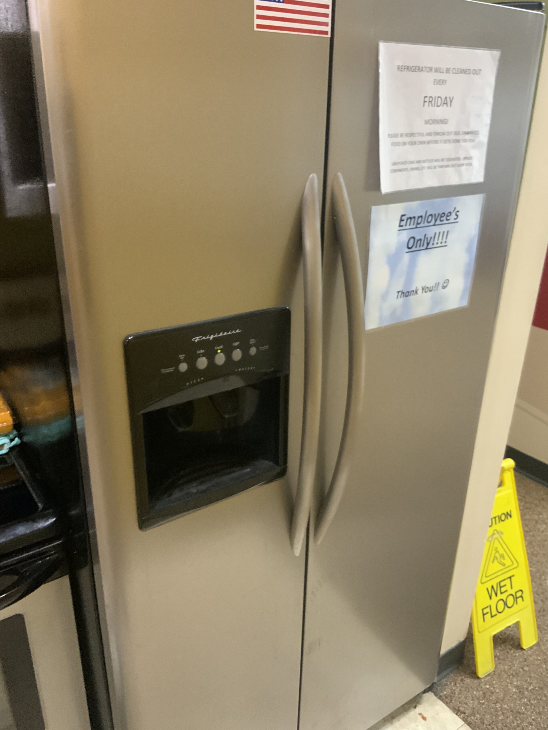 Admiral FRS6LF7JS3 refrigerator repaired for defrost drain issue in Akron.