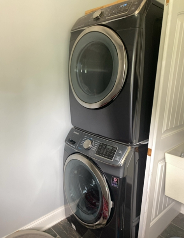 Samsung dryer model DV45H6300EG with replaced idler pulley and heating element in Massillon, OH.